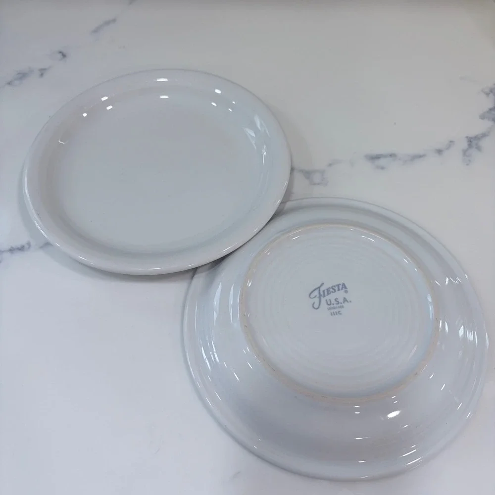 Fiesta White Bread and Butter Plates Set of 2 Homer Laughlin USA Lead Free 6in